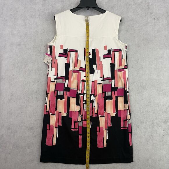 Apostrophe Boat Neck Sheath Dress Womens M Retro Geometric Stretch Vintage NEW - Picture 5 of 13
